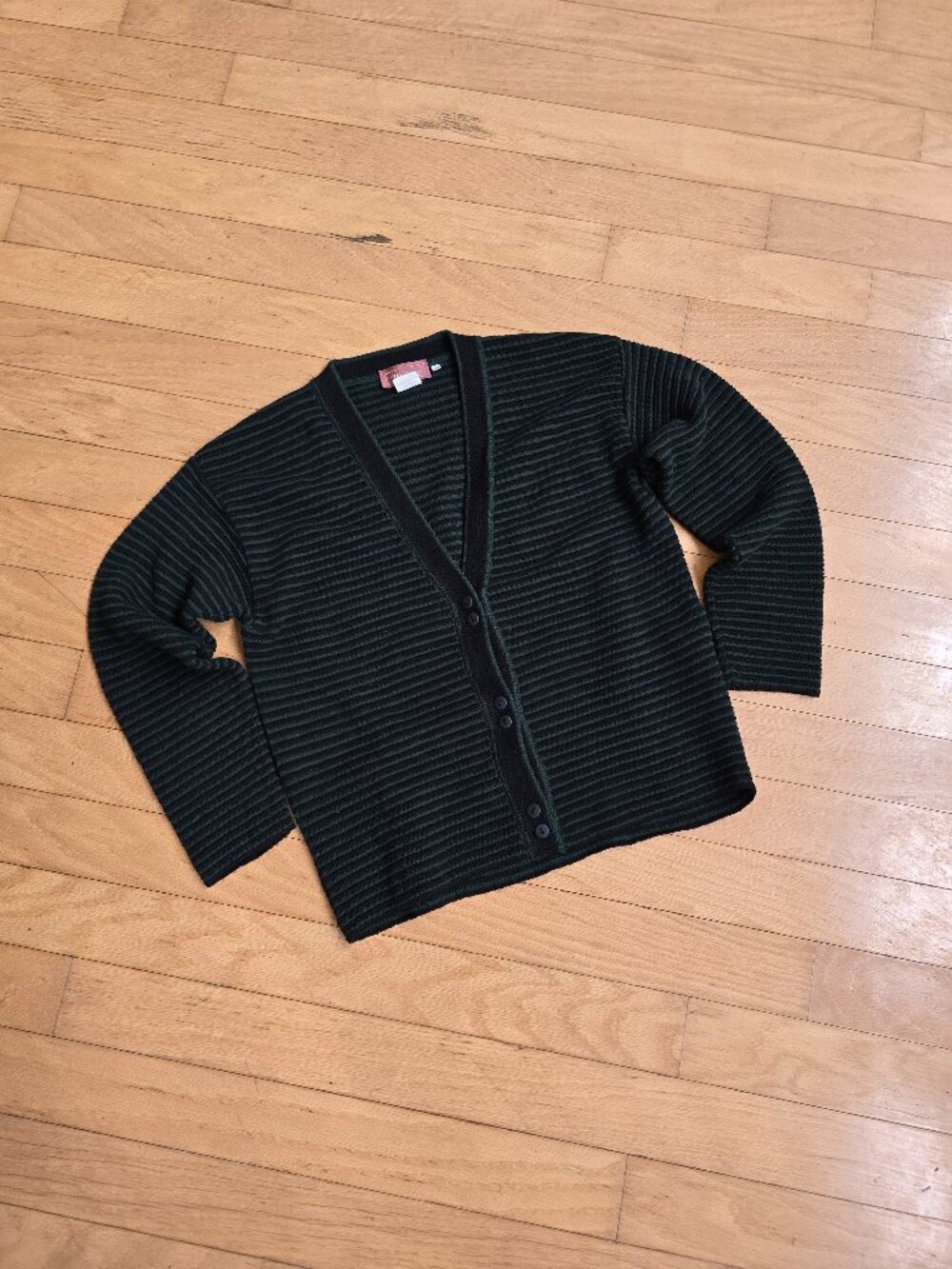 vintage 90s green stripe wool blend made in Italy grunge sweater cardigan WMS M
